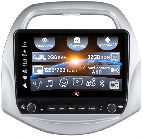 Navigatii Dedicate - Navigatie dedicata Spark Beat 2018-2020 cu butoane rotative model 2024, 9 Inch, 2GB RAM 32GB ROM, Quadcore, Android 13, WiFi, Bluetooth, Magazin Play