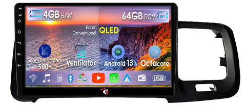 S60 V60 2011-2020 - Navigatie dedicata Volvo S60 V60 2011-2020, 4GB RAM 64GB ROM, Octacore, Android 13, Display QLED 9", DSP, Carplay, Android Auto, Internet, Youtube, Waze, WIFI, Bluetooth