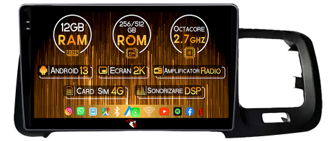 S60 V60 2011-2020 - Navigatie dedicata Volvo S60 V60 2011-2020, 12GB RAM 256GB ROM, Android 13, Rezolutie 2K, Display QLED, 9", DSP, Carplay, Android Auto, Internet, Youtube, Waze, Wi Fi, USB