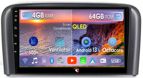 S80 1998-2006 - Navigatie dedicata Volvo S80 1998-2006, 4GB RAM 64GB ROM, Octacore, Android 13, Display QLED 9", DSP, Carplay, Android Auto, Internet, Youtube, Waze, WIFI, Bluetooth