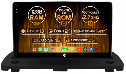 XC90 - Navigatie dedicata Volvo XC90 2002-2014, 12GB RAM 256GB ROM, Android 13, Rezolutie 2K, Display QLED, 9", DSP, Carplay, Android Auto, Internet, Youtube, Waze, Wi Fi, USB