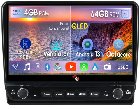 Tiguan (2007-2016) - Navigatie dedicata VW 10INCH cu butoane rotative model 2024, 4 GB RAM 64 ROM, Quadcore, Android 13, Display QLED, 10", DSP, Carplay, Android Auto, Internet, Youtube , Waze , WI-FI