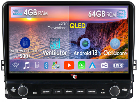 Arteon 2017+ - Navigatie dedicata Volkswagen T6 2015+, Taigo, T-Roc, T-Cross, Caravelle, Arteon cu butoane rotative model 2024, 4 GB RAM 64 ROM, Quadcore, Android 13, Display QLED, 9", DSP, Carplay, Android Auto, In