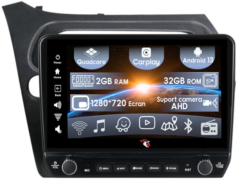 Honda - Navigatie dedicata Honda Civic 2006-2011 cu butoane rotative model 2024, 9 Inch, 2GB RAM 32GB ROM, Quadcore, Android 13, WiFi, Bluetooth, Magazin Play