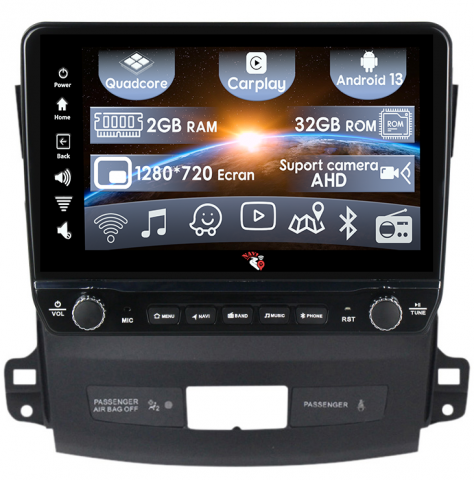 Outlander 2005-2011 - Navigatie dedicata Outlander 2005-2011 cu butoane rotative model 2024, 9 Inch, 2GB RAM 32GB ROM, Quadcore, Android 13, WiFi, Bluetooth, Magazin Play