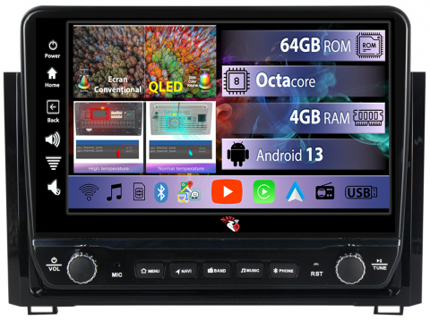Sequoia 2014-2018 - Navigatie dedicata Sequoia 2014-2018 cu butoane rotative model 2024, 4GB RAM 64GB ROM, Quadcore, Android 13, Display QLED 9", DSP, Carplay, Android Auto, Internet, Youtube, Waze, WIF