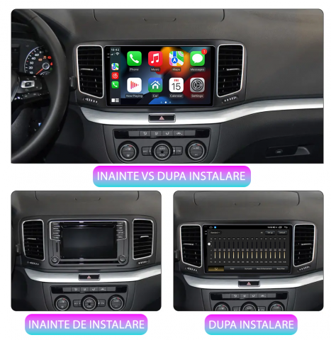 Navigatie dedicata VW Sharan 2012-2018, 12GB RAM 256GB ROM, Android 14, Rezolutie 2K, Display QLED, 9", DSP, Carplay, Android Auto, Internet, Youtube, Waze, Wi Fi, USB [4]