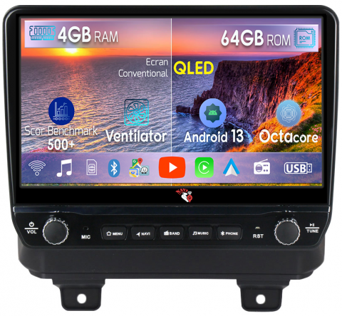 Wrangler 2018-2019 - Navigatie dedicata Wrangler 2018-2019 cu butoane rotative model 2024, 4 GB RAM 64 ROM, Quadcore, Android 13, Display QLED, 9", DSP, Carplay, Android Auto, Internet, Youtube , Waze , WI-FI