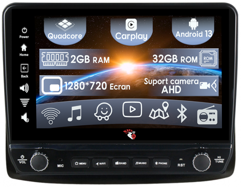 Navigatii Dedicate - Navigatie dedicata Aveo 2006-2012 si Nexia 2020-2022 cu butoane rotative model 2024, 9 Inch, 2GB RAM 32GB ROM, Quadcore, Android 13, WiFi, Bluetooth, Magazin Play