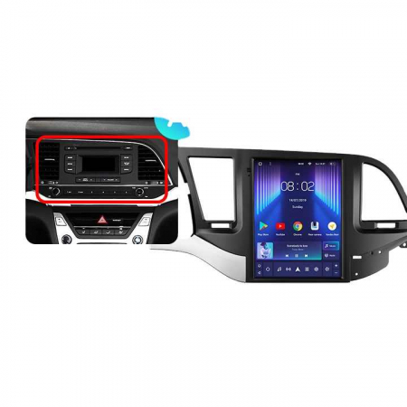 Hyundai - Navigatie dedicata Hyundai Elantra 2016-2020 Tesla Style, 8GB RAM 128GB ROM, Octacore, Android 14, Display QLED 9.7”, Suporta camera 360º, DSP, Carplay&Android Auto, SIM 4G, Ventilator Activ