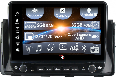 Hyundai - Navigatie dedicata H350 cu butoane rotative model 2024, 9 Inch, 2GB RAM 32GB ROM, Quadcore, Android 13, WiFi, Bluetooth, Magazin Play