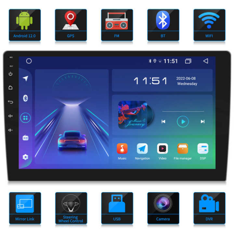 Navigatie GPS universala, 8GB RAM 128GB ROM, Octacore, Platforma TS18, Android 13, Display QLED 9”, Suporta camera 360º, DSP, Carplay&Android Auto, SIM 4G, Ventilator Activ [2]