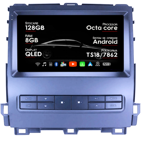 Navigatii Dedicate - Navigatie Land Cruiser PradoLexus GX470 GX 470 J120 2002-2009, 8GB RAM 128GB ROM, Octacore, Platforma TS18, Android 14, Display QLED 9", Suporta camera 360", DSP, Carplay&Android Auto, SIM 4G, Vent