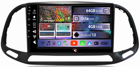 Fiat - Navigatie dedicata Fiat Doblo 2015, 4GB RAM 64GB ROM, Octacore, Android 13, Display QLED 9", DSP, Carplay, Android Auto, Internet, Youtube, Waze, WIFI, Bluetooth