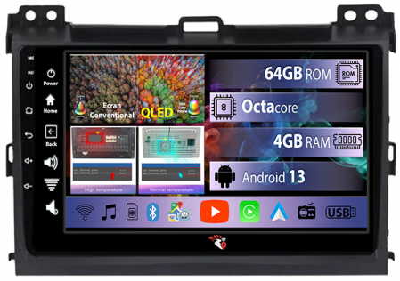Land Cruiser PradoLexus GX470 GX 470 J120 2002-2009 - Navigatie dedicata Toyota Land Cruiser J120 Prado 2003 - 2009, 4GB RAM 64GB ROM, Octacore, Android 13, Display QLED 9", DSP, Carplay, Android Auto, Internet, Youtube, Waze, WIFI, Blue