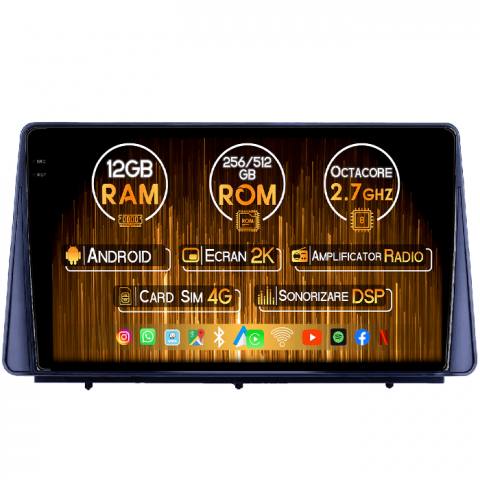 Focus 2019 - Navigatie NAVI-IT compatibil cu Ford Focus 2019+, 12GB RAM 256GB ROM, Android 13, Rezolutie 2K, Display QLED, 9", DSP, Carplay, Android Auto, Internet, Youtube, Waze, Wi Fi, USB
