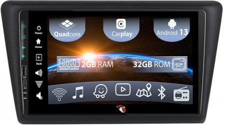 Seat Toledo 2012 - 2019 - Navigatie dedicata Skoda Rapid 2013-2017, USB&Butoane fizice frontale, Android 13, Wireless Carplay si Android auto 2 GB RAM 32 ROM, Display IPS, 9 inch, Microfon Extern