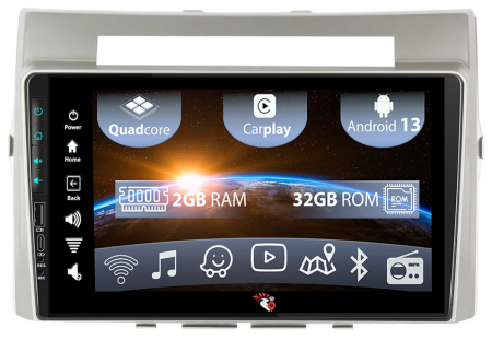 Verso 2004-2009 - Navigatie dedicata Toyota Verso 2004-2009, USB&Butoane fizice frontale, Android 13, Wireless Carplay si Android auto 2 GB RAM 32 ROM, Display IPS, 9 inch, Microfon Extern
