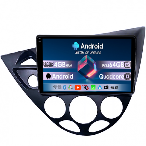 Focus 1999-2005 - Navigatii dedicatadedicate Focus 1999-2005, 4GB RAM 64GB ROM, Quadcore, Android 14, Display QLED 1K 9", DSP, Carplay&Android Auto, Suport camere AHD