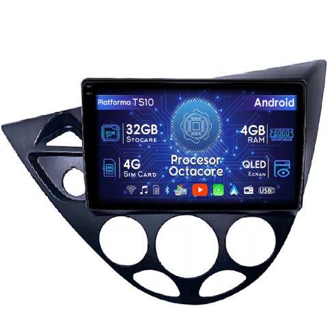Focus 1999-2005 - Navigatii dedicate Focus 1999-2005, 4GB RAM 32GB ROM, Octacore, Android 14, Display QLED 1K 9", DSP, Carplay&Android Auto, SIM 4G, Bluetooth, Ventilator Activ
