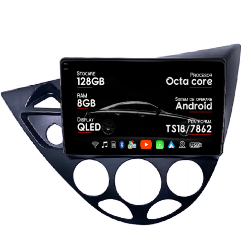 Navigatii Dedicate - Navigatii dedicate Focus 1999-2005, 8GB RAM 128GB ROM, Octacore, Platforma TS18, Android 14, Display QLED 9”, Suporta camera 360º, DSP, Carplay&Android Auto, SIM 4G, Ventilator Activ