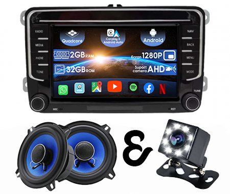 Scirocco (2008-2017) - Pachet Promotional! (Resigilata) Navigatie GPS VW Golf 5, Passat B6, Jetta, 2+32GB, 7 INCH & Set difuzoare coaxiale de 6.5 inch