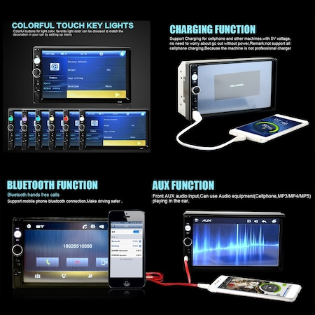 Player Auto MP5 7010B, Rama,Suporti prindere, Bluetooth, Divix , AVI , USB, SD Card , AUX [3]