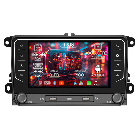 Sharan 2012-2018 - Navigatie dedicata Volkswagen, 8GB RAM 128GB ROM, Octacore, Platforma TS18, Android 14, Display QLED 7", Suporta camera 360", DSP, Carplay&Android Auto, SIM 4G, Ventilator Activ