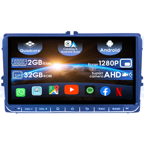 T6 2016-2019 - (Resigiliata) Navigatie dedicata Volkswagen, 2GB RAM 32GB ROM, Quad Core, Display 9" IPS Full HD, Carplay&Android Auto, Android 10, Suport camere AHD