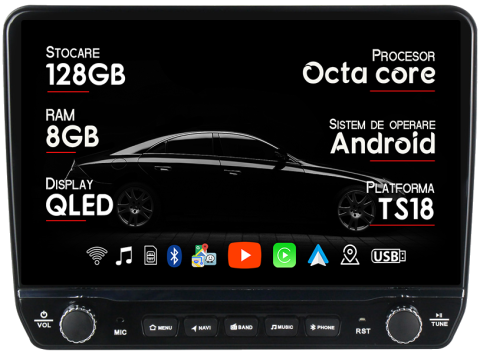 Navigatii Universale - Navigatie GPS NAVI-IT Universala Tesla cu butoane rotative model 2024, 8GB RAM 128GB ROM, Platforma TS18, Procesor Octacore, Android 14, Display QLED 10", Carplay&Android Auto, Ventilator Activ