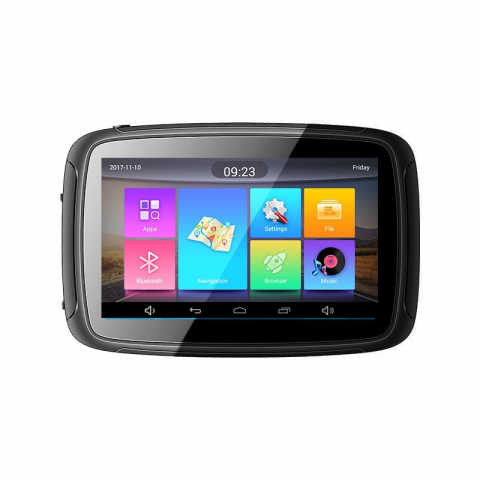 Sistem de navigatie pentru motocicleta - Sistem de navigatie GPS 5 inch pentru motociclete cu sistem de operare android, rezistenta IPX7 la apa, praf si socuri, harta full europa