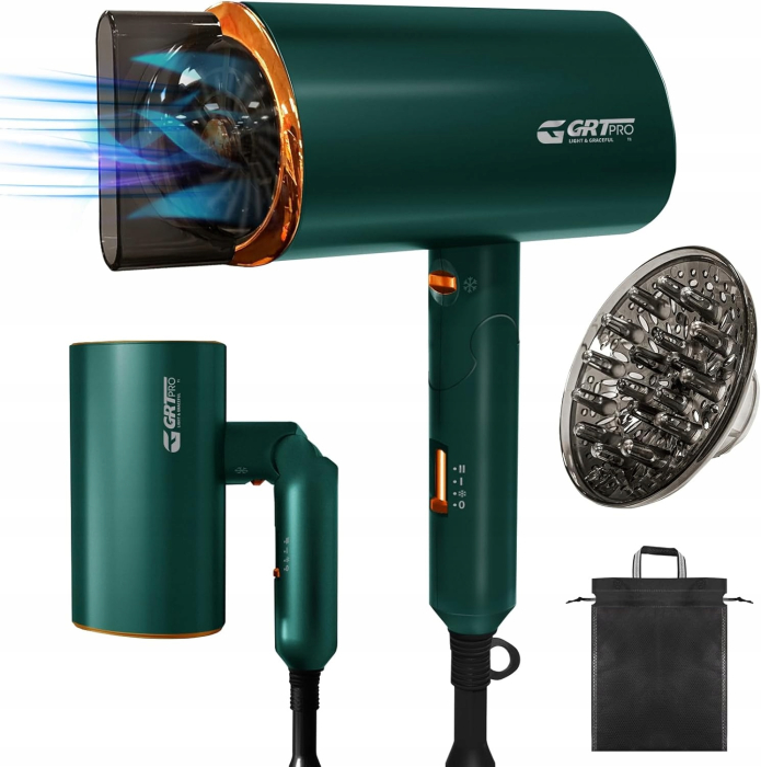 Uscător de păr pliabil de călătorie cu difuzor și tehnologie ionică 2200 W [1]