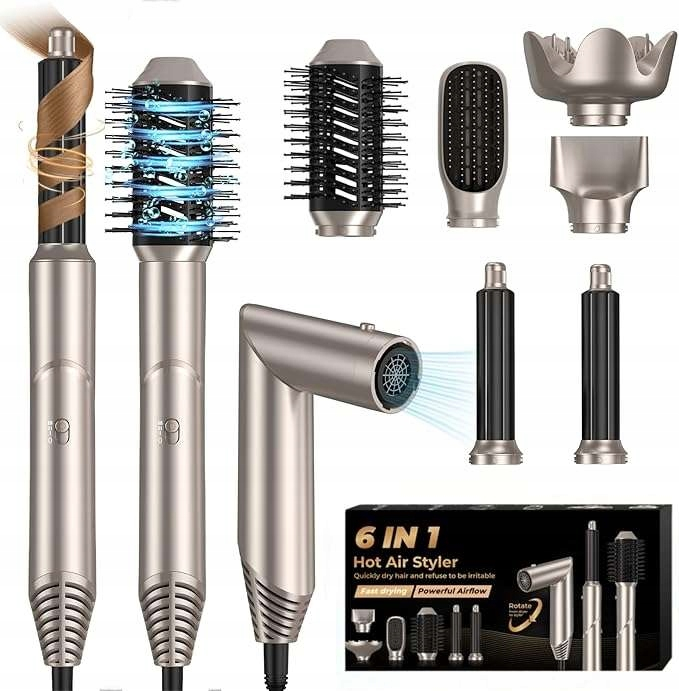 Set perii uscător de păr 6 în 1 ionic cu accesorii de coafare [1]