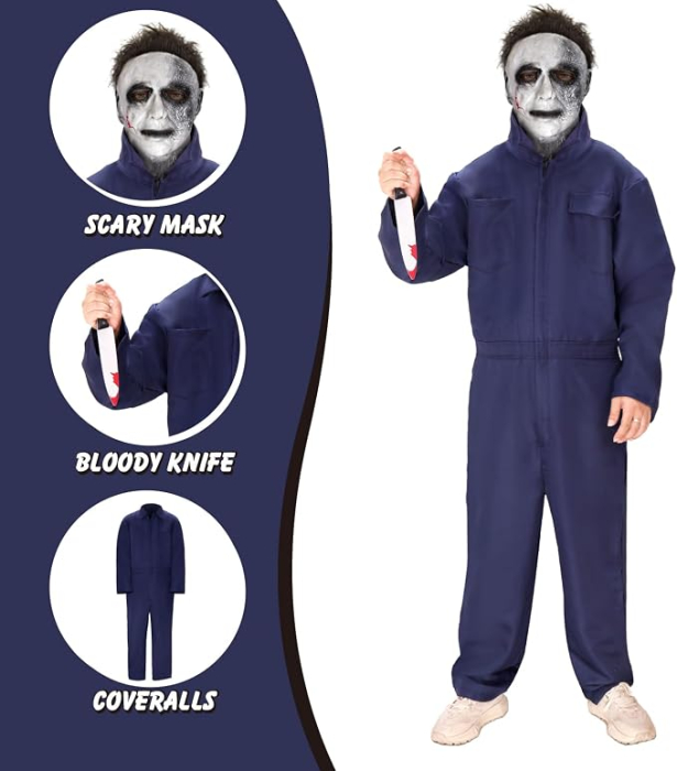 Costum Halloween Adulți – Salopetă Unisex cu Fermoar și 6 Buzunare pentru Cosplay și Carnaval [4]