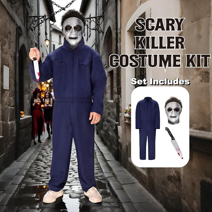 Costum Halloween Adulți – Salopetă Unisex cu Fermoar și 6 Buzunare pentru Cosplay și Carnaval [5]