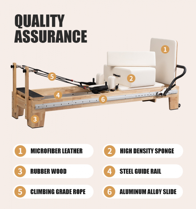 Aparat Reformer Profesional Pilates din Lemn – Echipament Fitness Premium pentru Tonifiere și Flexibilitate [13]