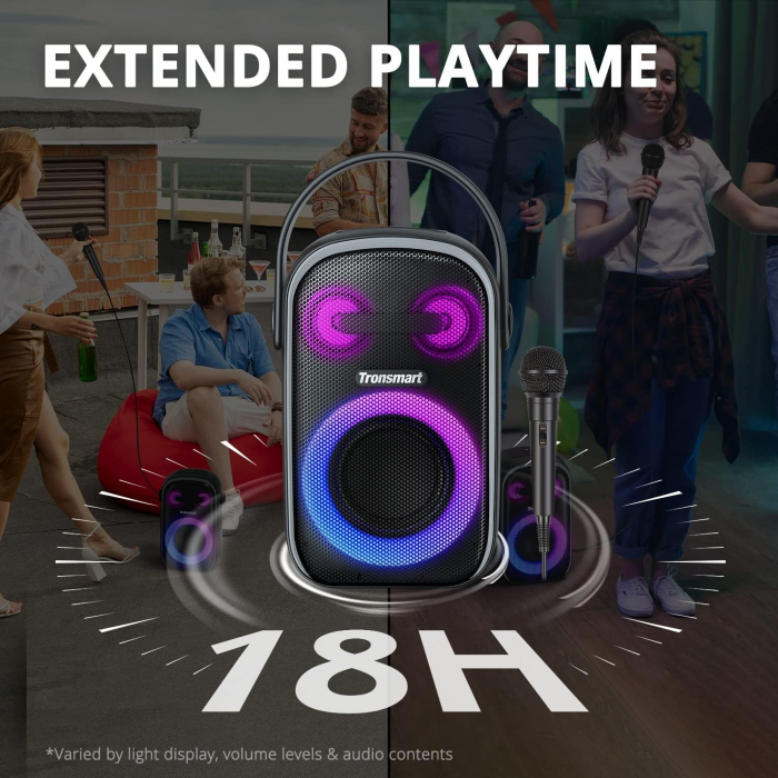 Boxa Portabilă Tronsmart Halo 110 Negru cu Sunet 60W, Iluminare LED și Funcție Karaoke [4]
