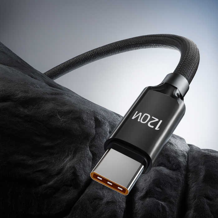 Cablu de date Crystal 6APD dual Type-C 120W încărcare rapidă compatibil Huawei Apple Samsung laptop telefon USB-C nylon împletit rezistent [6]