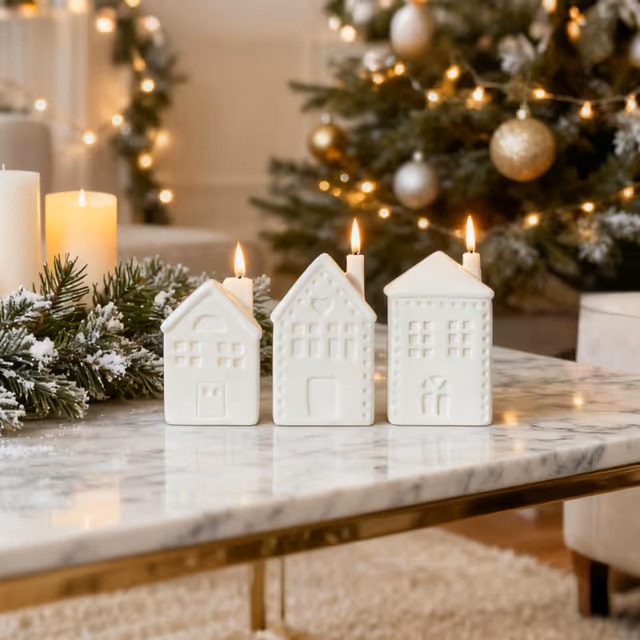 Palet Decorațiuni de Crăciun cu Căsuțe Ceramice și Iluminare LED – Sat Miniatural [5]