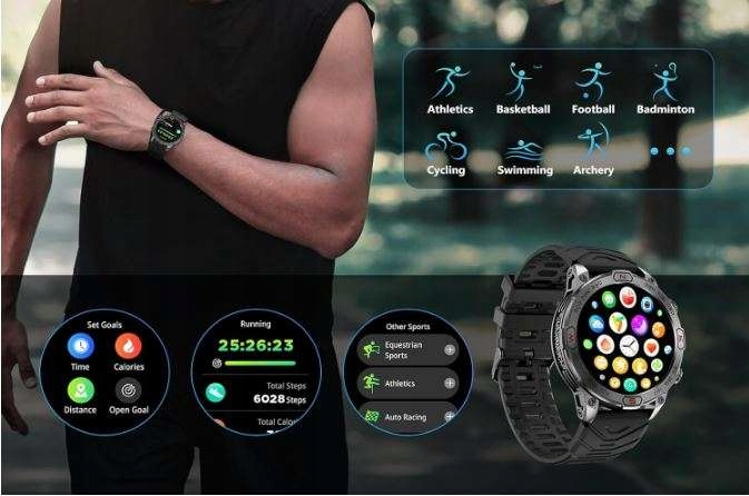 Smartwatch 1.43” AMOLED – Ceas inteligent pentru bărbați și femei cu apeluri Bluetooth, monitorizare sănătate și peste 100 moduri sport [2]