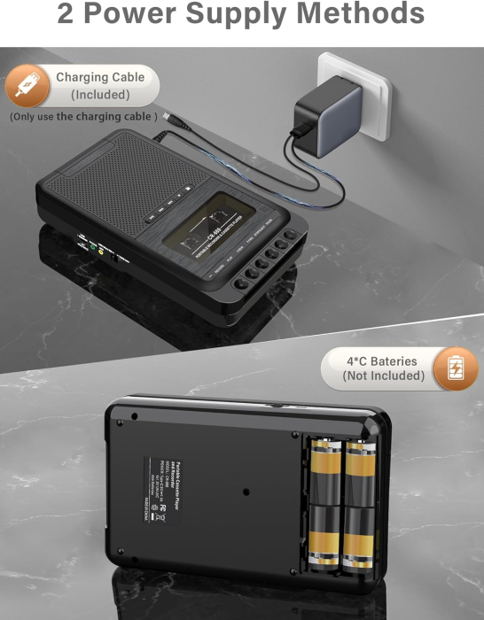 Convertor Casetă Audio în MP3 și Casetofon Portabil USB-C cu USB și Card TF [5]