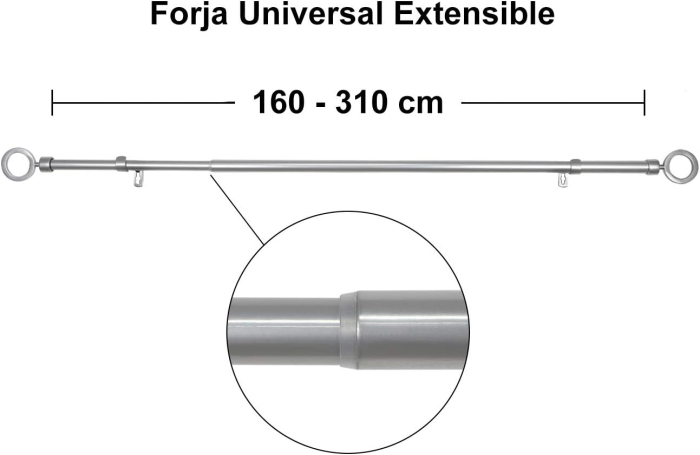 Galerie Extensibilă Perdele și Draperii 160-310 cm, Gri [3]
