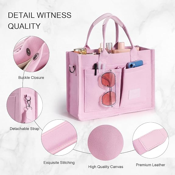 Geantă Tote Premium Roz din Canvas cu Compartimente Multiple și Curea Reglabilă [2]