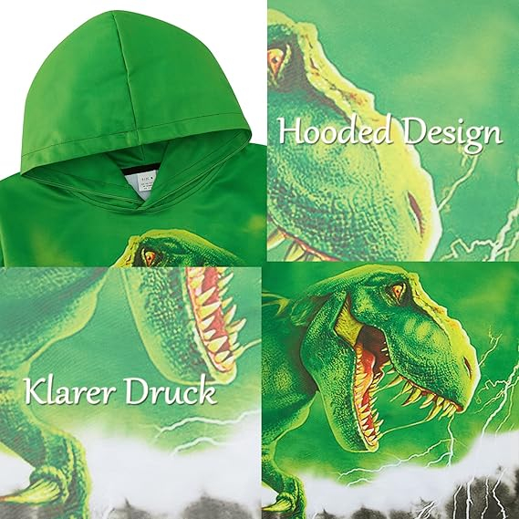 Hanorac Copii AIDEAONE cu Glugă și Imprimeu 3D Dinosaur Jr2 [3]