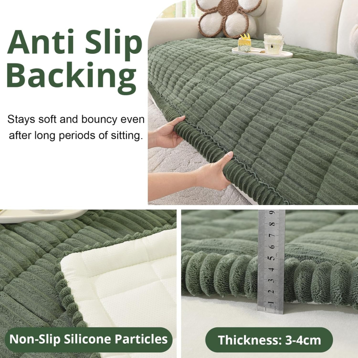 Husă Groasă Anti-Alunecare pentru Canapea 2–4 Locuri, 90 × 210 cm – Verde [2]