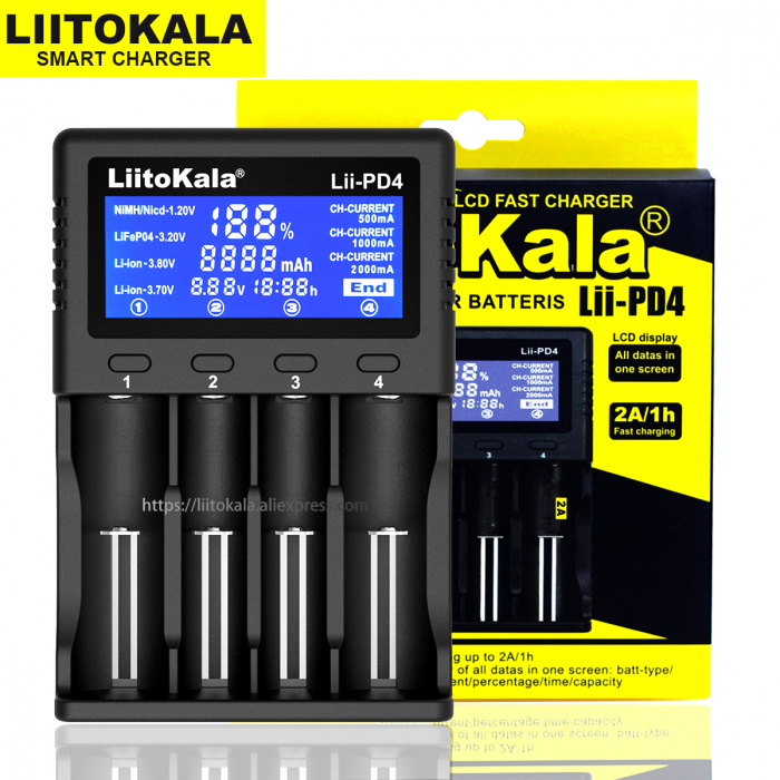 Încărcător LIITOKALA LII-PD4 – 4 Sloturi pentru Baterii NiMH, Li-Ion și IMR cu Afișaj LCD [3]
