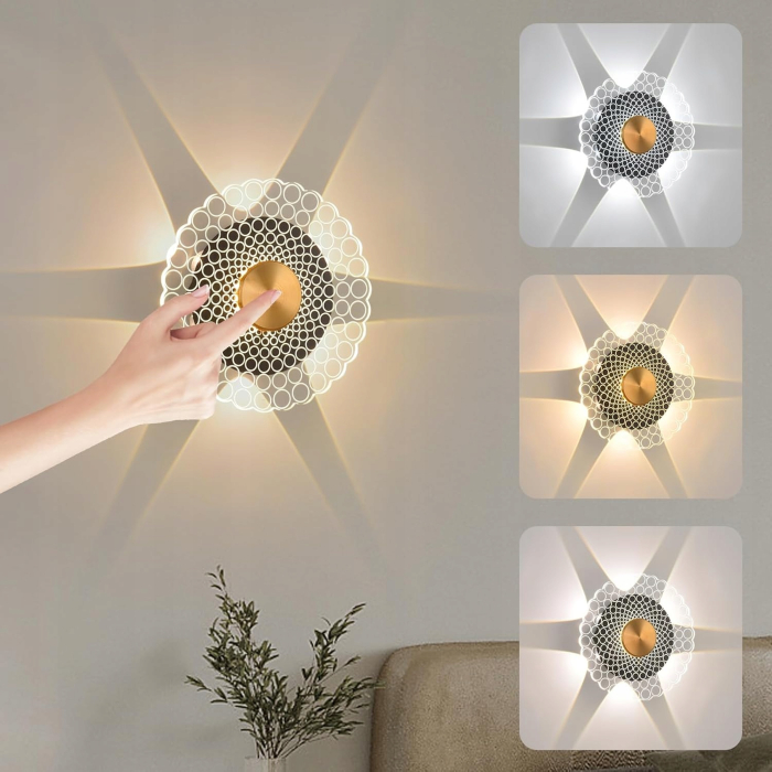 Lampă de perete LED 14W cu comutator tactil – reglare culoare 3000K–6000K | Design modern [1]