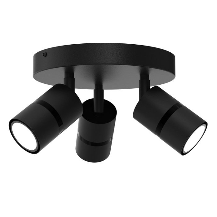 Lampă de tavan JOCKEY cu 3 spoturi reglabile, design modern din metal negru, compatibilă cu becuri GU10 [1]