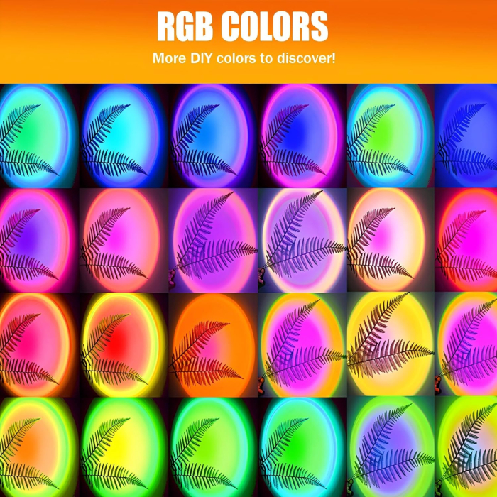 Lampă Proiector Apus de Soare LED RGB 16 Culori cu Telecomandă și Aplicație [6]