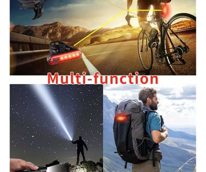 Lanternă LED Reîncărcabilă USB pentru Bicicletă și Trotinetă – Set Față-Spate, 4 Moduri de Iluminare, Rezistentă la Apă [4]